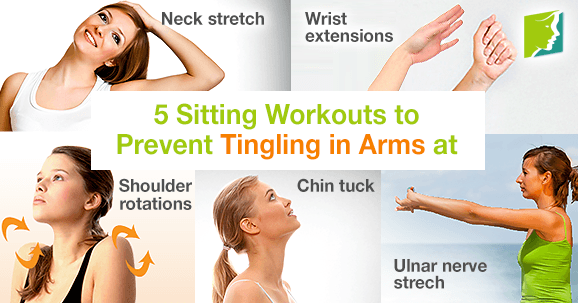 5 Sitting workouts to prevent tingling in arms at work.