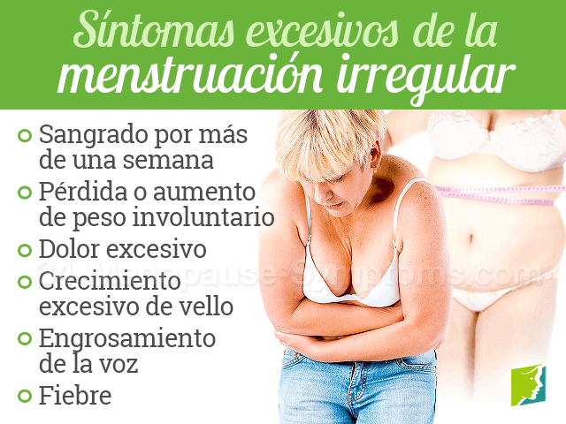 Síntomas excesivos de la menstruación irregular
