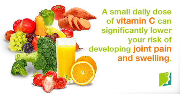 A small daily does of vitamin C can significantly lower your risk of developing joint pain and swelling. 