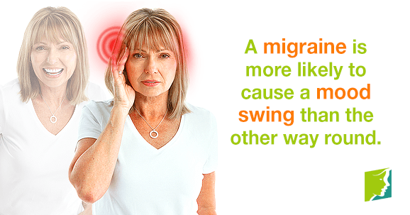 A migraine is more likely to cause a mood swings than the other round