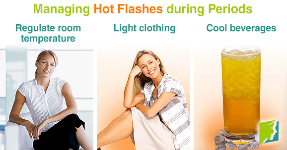 Managing hot flashes during periods