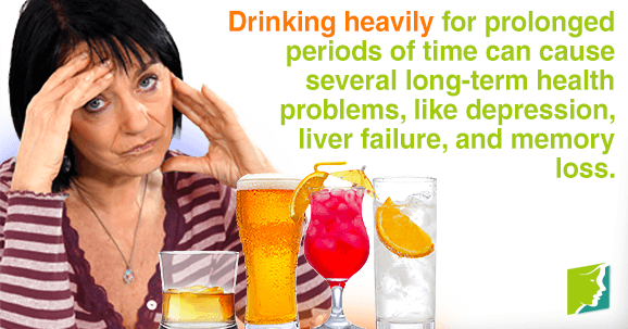 Drinking heavily and frecuently can cause long-term health problems