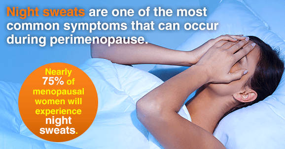 Night sweat symptoms can occur during perimenopause