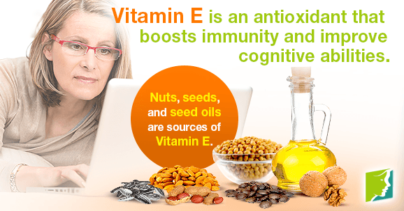 Vitamin E is an antioxidant that boosts immunity and improve cognitive abilities.